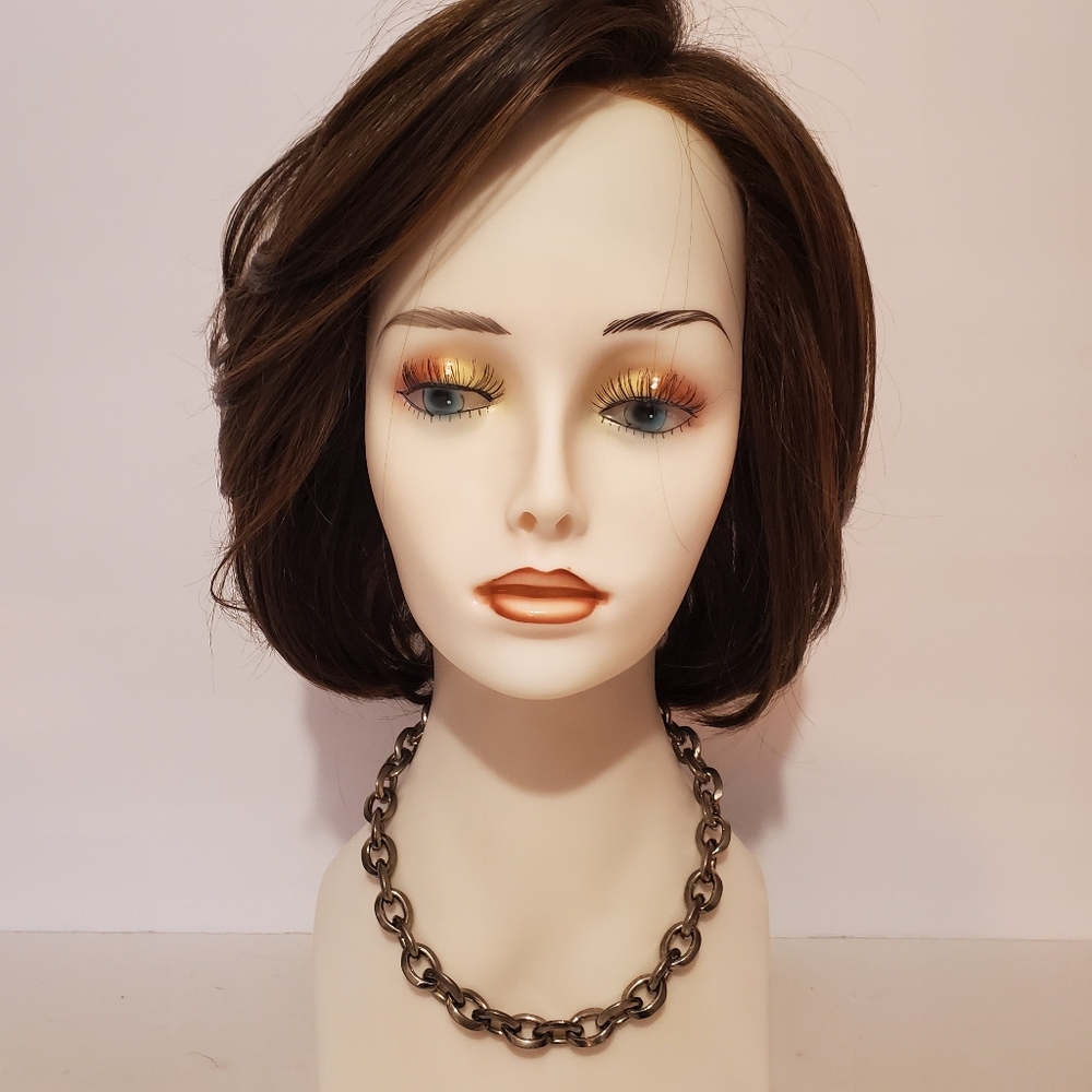 Carolee vtg Silver tone chunky oval linked dog chain moto necklace